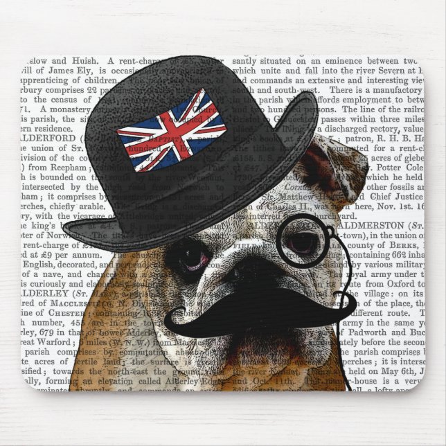 Mousepad British Bulldog e Bowler Hat (Frente)