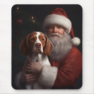 Mousepad Brittany Spaniel com Natal