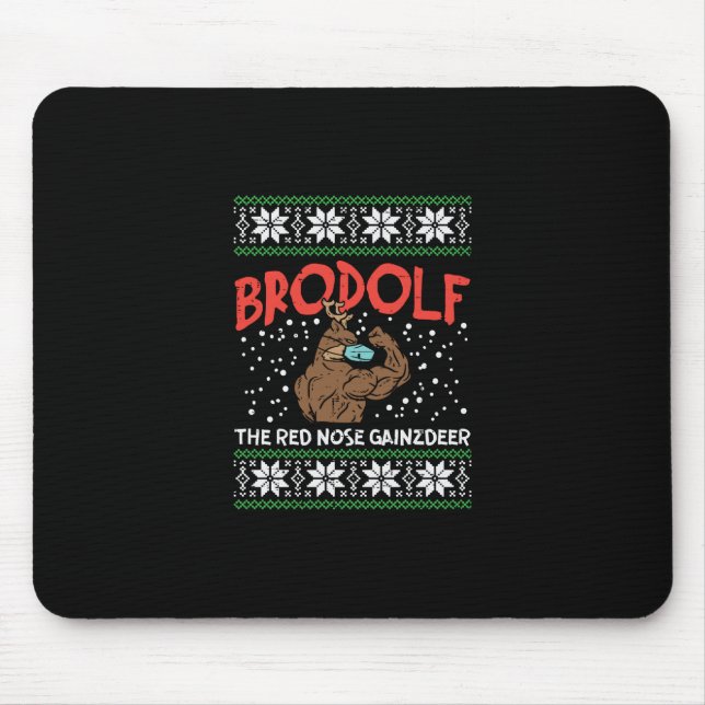 Mousepad Brodolf Em Mask Muscle Workout Gym Ugly Xmas (Frente)