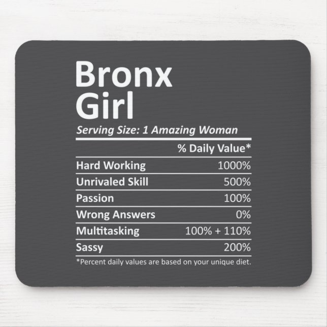 Mousepad Bronx Girl Ny New York Funny City Home Roots Usa G (Frente)