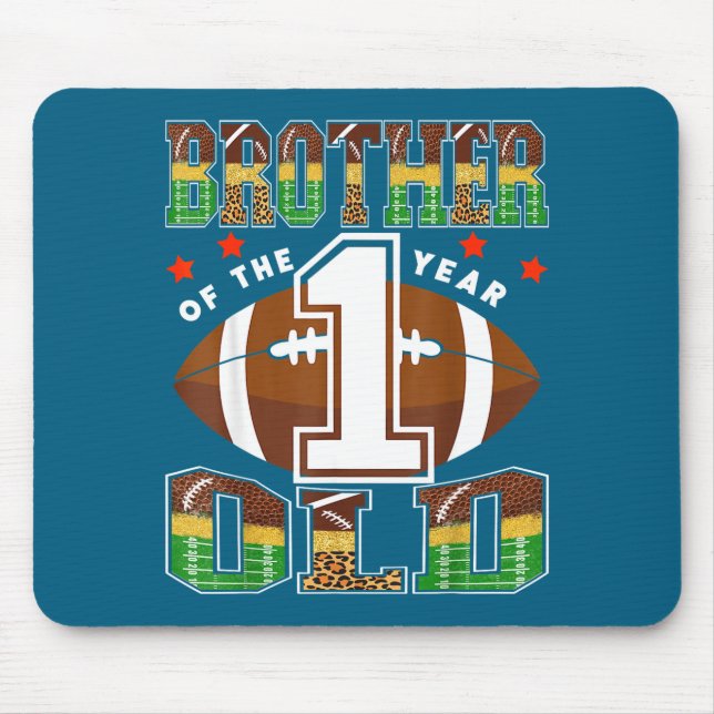 Mousepad Brother Of The 1 Year Old Football First Birthday  (Frente)