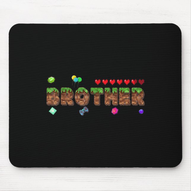Mousepad Brother Of The Birthday Boy Pixel Game Matching Fa (Frente)