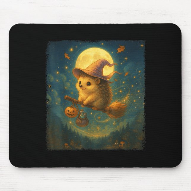 Mousepad Broto De Hedgehog Bonito De Halloween Com Poção E (Frente)
