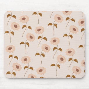 Mousepad Brown Beige Retro Y2K Hippie Padrão de Girassol