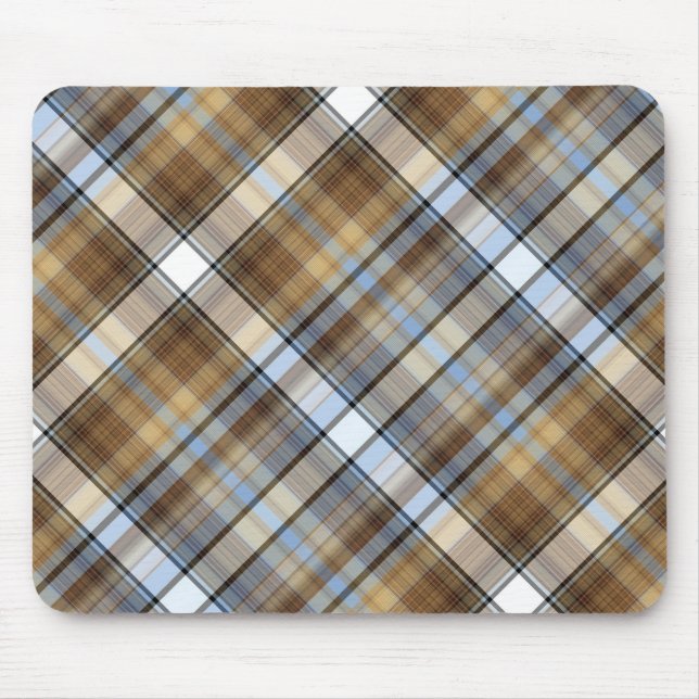 Mousepad Brown, design azul e branco da luz - do tartan (Frente)
