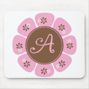 Mousepad Brown e monograma cor-de-rosa A