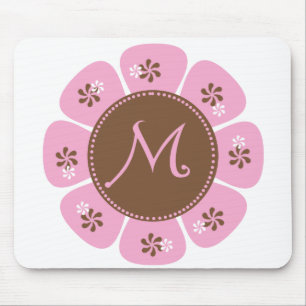 Mousepad Brown e monograma cor-de-rosa M