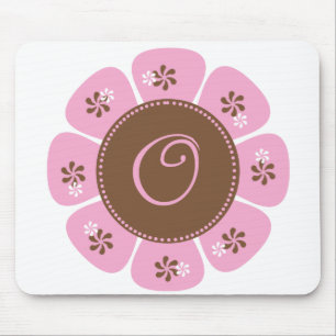 Mousepad Brown e monograma cor-de-rosa O