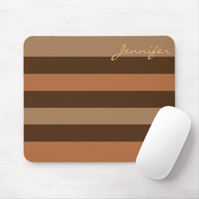Mousepad Brown Stripes Moderno Neutro Personalizado (Com mouse)