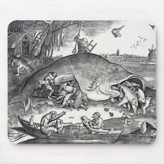 Mousepad Bruegel, "O Peixe Grande Comeu O Peixe Pequeno. " (Frente)