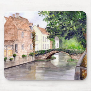 Mousepad Bruges Watercolor Painting por Farida Greenfield