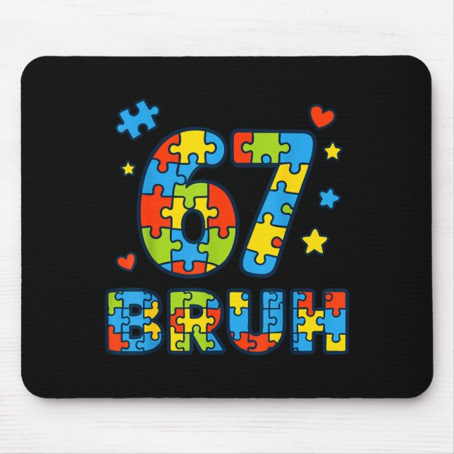 Mousepad Bruh 6 7 Divertido Seis Sete Conscientização do Au (Frente)