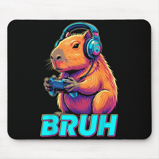 Mousepad Bruh Capivara Vídeos Engraçados Jogos Capivaras  (Frente)