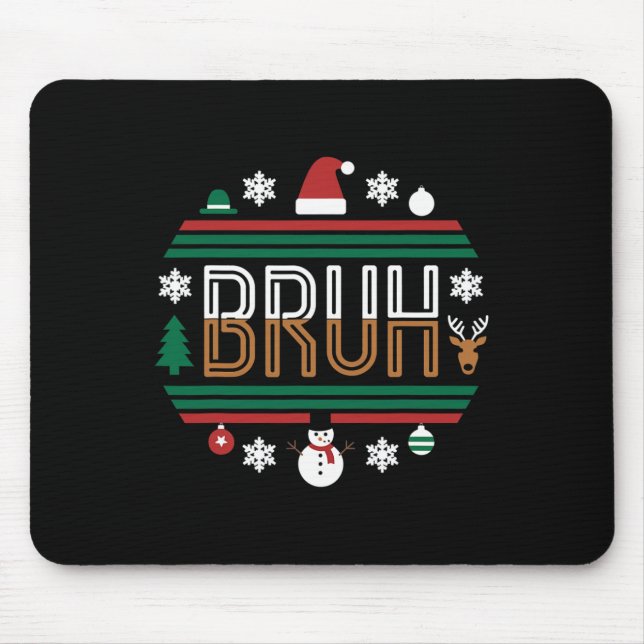 Mousepad Bruh Engraçado Natal Red Xadrez Jovens Crianças Xm (Frente)