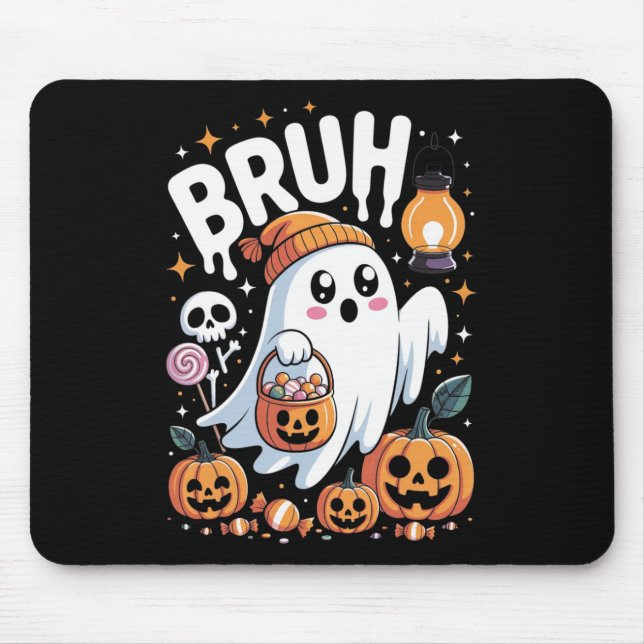 Mousepad Bruh Ghost Halloween Ghost Trick Ou Treine Kid (Frente)