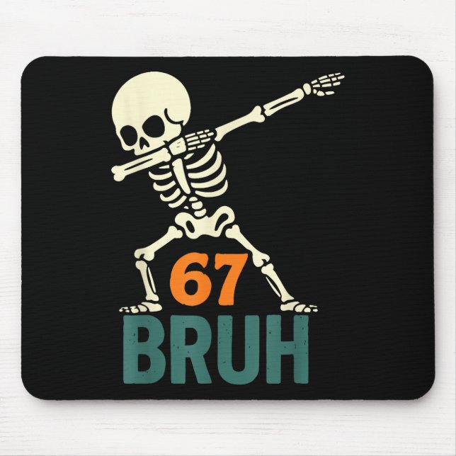 Mousepad Bruh Halloween Meme Numbers Six Seven Skeleton Fun (Frente)