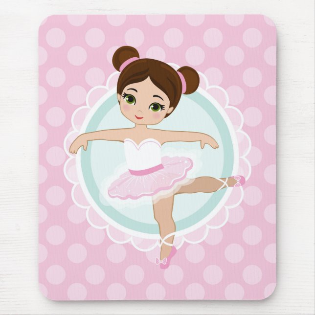 Mousepad Brunette Ballerina - Dançarina de Balé Rosa (Frente)