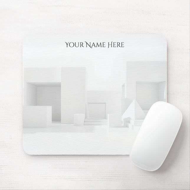 Mousepad Brutalist White Geometric Office (Com mouse)