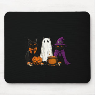 Mousepad Bruxa Assustadora Gato Preto Abóbora de Halloween