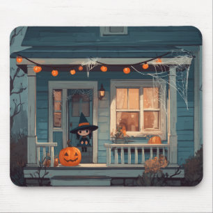 Mousepad Bruxa Bonita de Halloween em Porca Spooky - Mousep