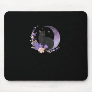 Mousepad Bruxa de Gato Flores da Lua Pastel Goth Goblincore