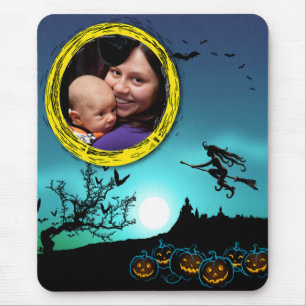 Mousepad Bruxa de Halloween, Jack o'Lanterns, Foto