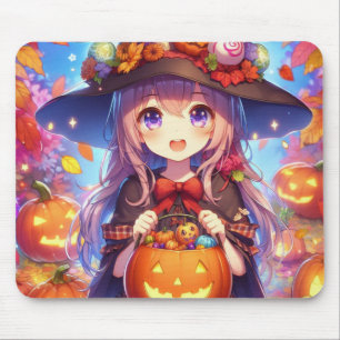 Mousepad Bruxa do Halloween do Anime Bonito