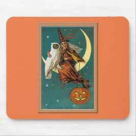 Mousepad Bruxa e Coruja Feliz Halloween Nostalgic