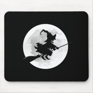 Mousepad Bruxa em vassoura com desenho engraçado de lua che