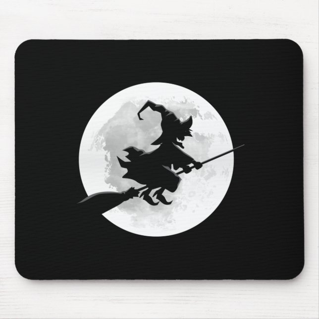 Mousepad Bruxa em vassoura com desenho engraçado de lua che (Frente)