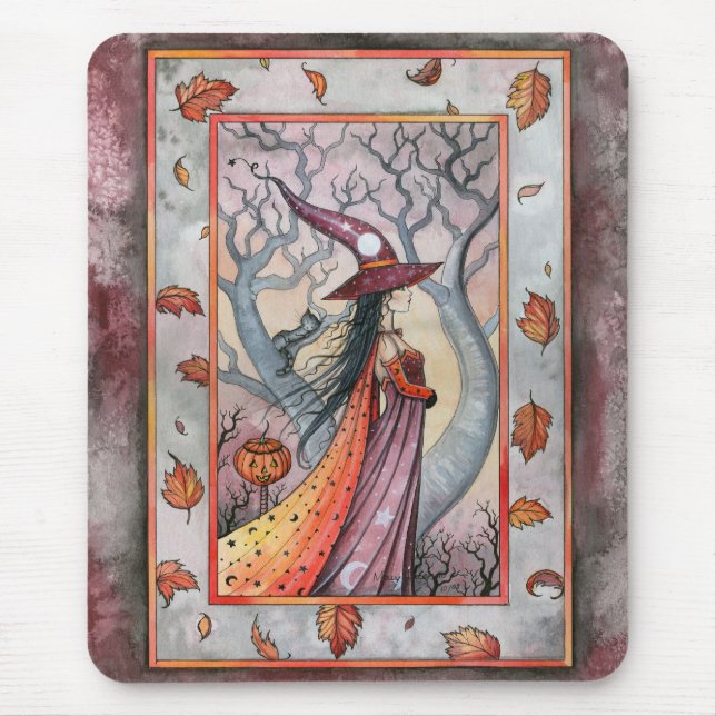 Mousepad Bruxa Mística de Halloween por Molly Harrison (Frente)