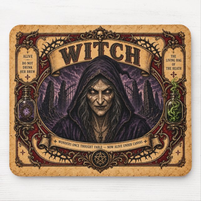Mousepad Bruxa, Monstro de Circo Vintage (Frente)