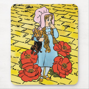 Mousepad Bruxa Vintage de Oz, Dorothy, Flores de Papoula Ve