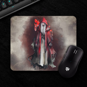 Mousepad Bruxaria Bruxa Vermelha com Sombras Mau Góticas