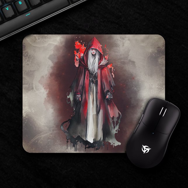 Mousepad Bruxaria | Bruxa Vermelha com Sombras Mau Góticas  (Criador carregado)