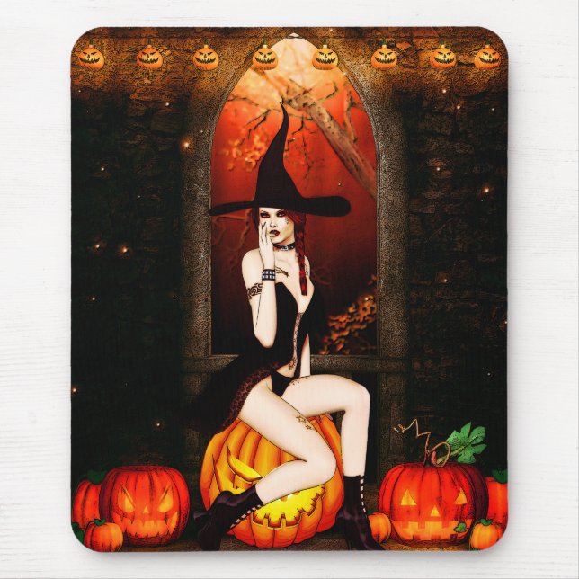 Mousepad Bruxas de Halloween e abóboras (Frente)