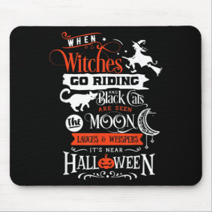 Mousepad Bruxas Gatos Pretos E Lua Halloween