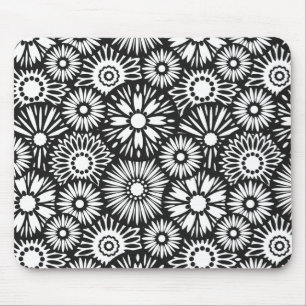 Mousepad bucal floral preto e branco