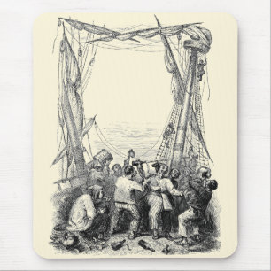 Mousepad Bucaneiros antigos e um navio pirata naufragado
