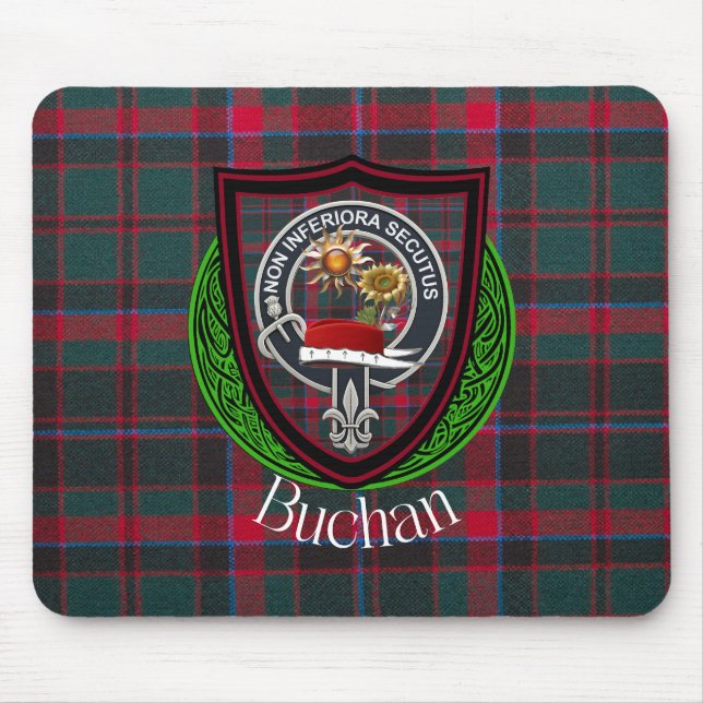 Mousepad Buchan Scottish Clan Tartan and Crest  (Frente)