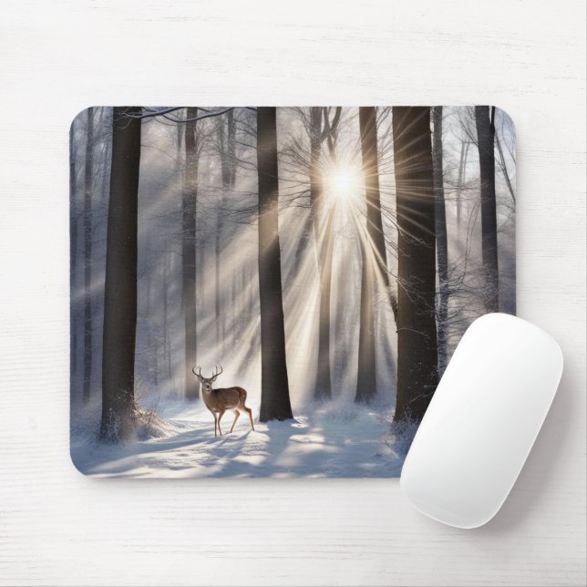 Mousepad Buck Na Floresta De Inverno (Com mouse)