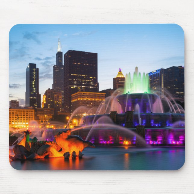Mousepad Buckingham Fountain Lit À Noite (Frente)