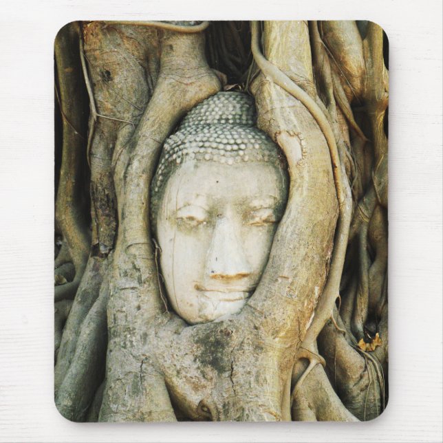 Mousepad Buda Cabeça na Árvore Fig. Ayutthaya, Tailândia (Frente)