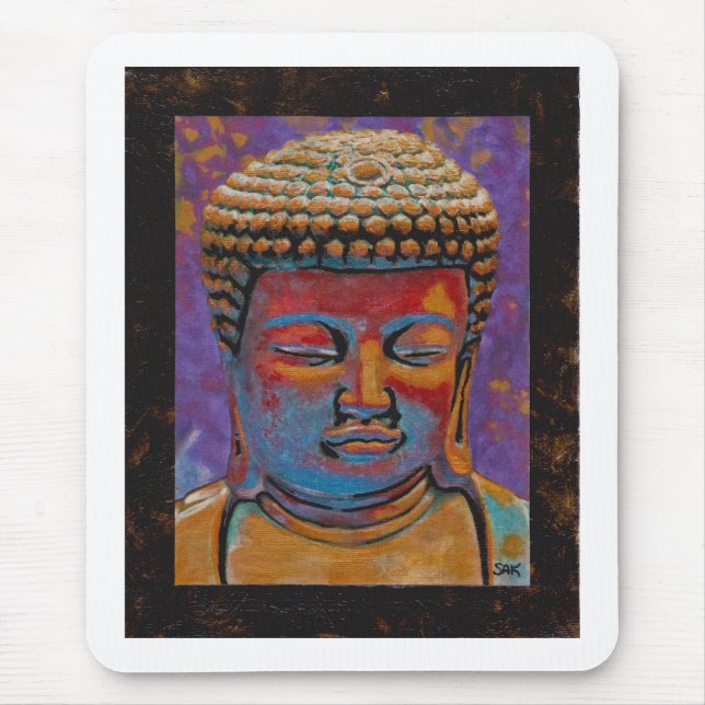 Mousepad Buda pintado, enquadrado (Frente)