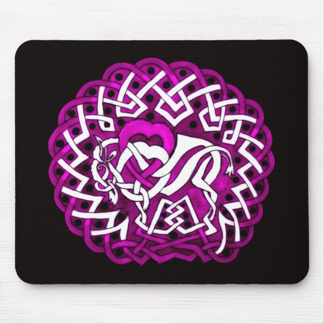 Mousepad Búfalo/bisonte celtas, cor-de-rosa (Frente)
