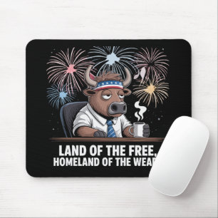 Mousepad Búfalo Patriótico Engraçado Cansado Funcionário de