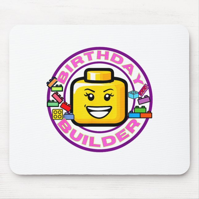 Mousepad Building Brick Birthday Builder Blocks Bricks Figu (Frente)