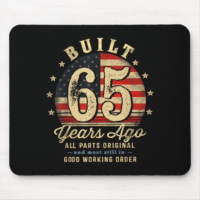 Mousepad Built 65 Years Ago Funny 65th Birthday Usa Flag  (Frente)
