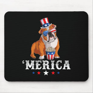 Mousepad Buldogdog Men Usa American Flag English Bulldo