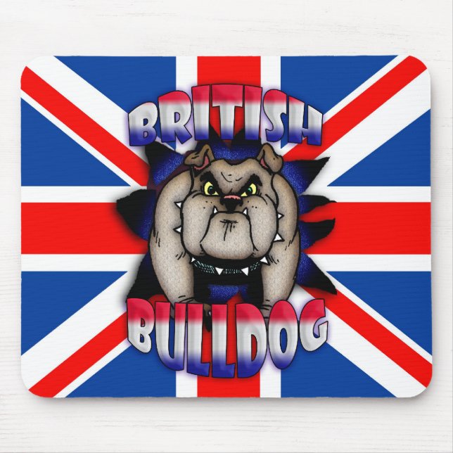 Mousepad Buldogue britânico Mousemat Mousepad, Union Jack (Frente)